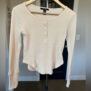 Waffle Fabric Long Sleeve Top